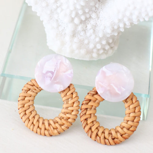 Blue Acrylic & Rattan Hoops