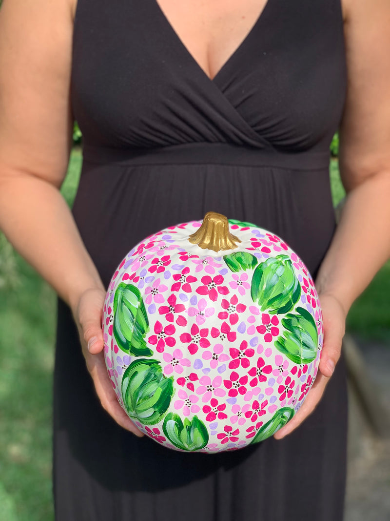 Preppy Pink Hydrangea Fall Aesthetic Pumpkin