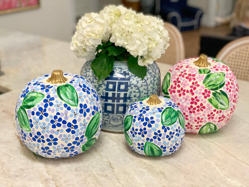 Preppy Pink Hydrangea Fall Aesthetic Pumpkin