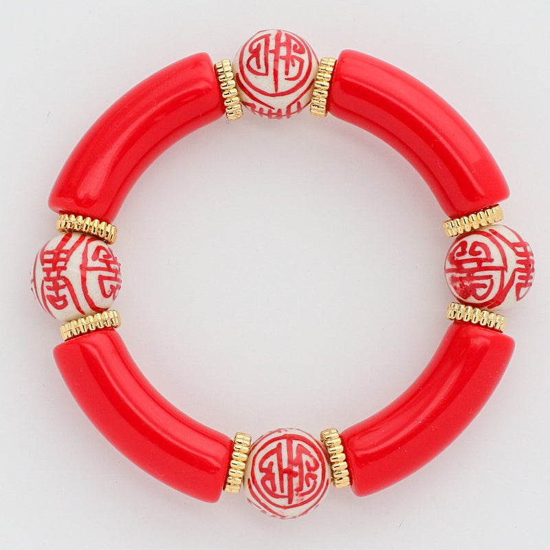 Coco Round Bracelet in True Red