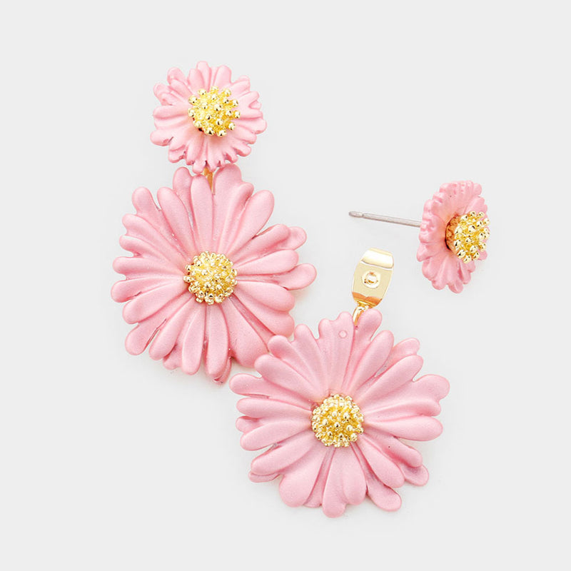 Petal Pink Metal Earrings