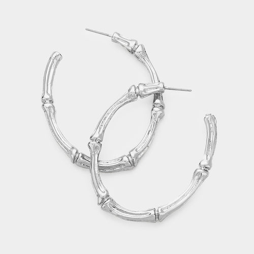 Gold Bamboo Hoop Earrings